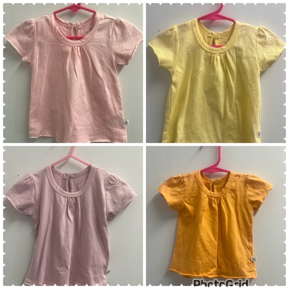 The Honest Company Short Sleeve Tees - Soft Pink, Sunny Yellow, Warm Orange